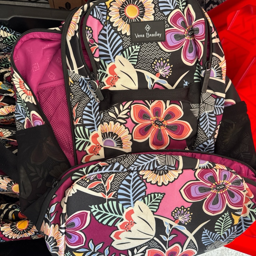 Vera Bradley Multicolor Floral Backpack 15pc